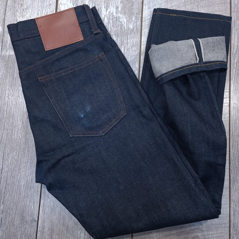Unbranded Brand UB201 Jeans Mens 30 Indigo Tapered 14.5oz Selvedge Raw Denim